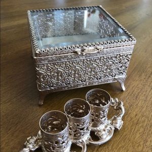 1950’s Vanity Trinket and lipstick Holder Set